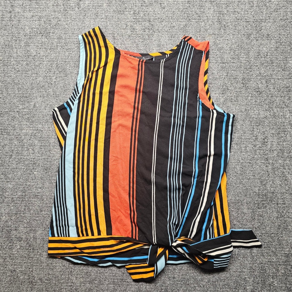 Jules & Leopold Womens Medium Sleeveless Striped Side Tie Blouse ST70490A